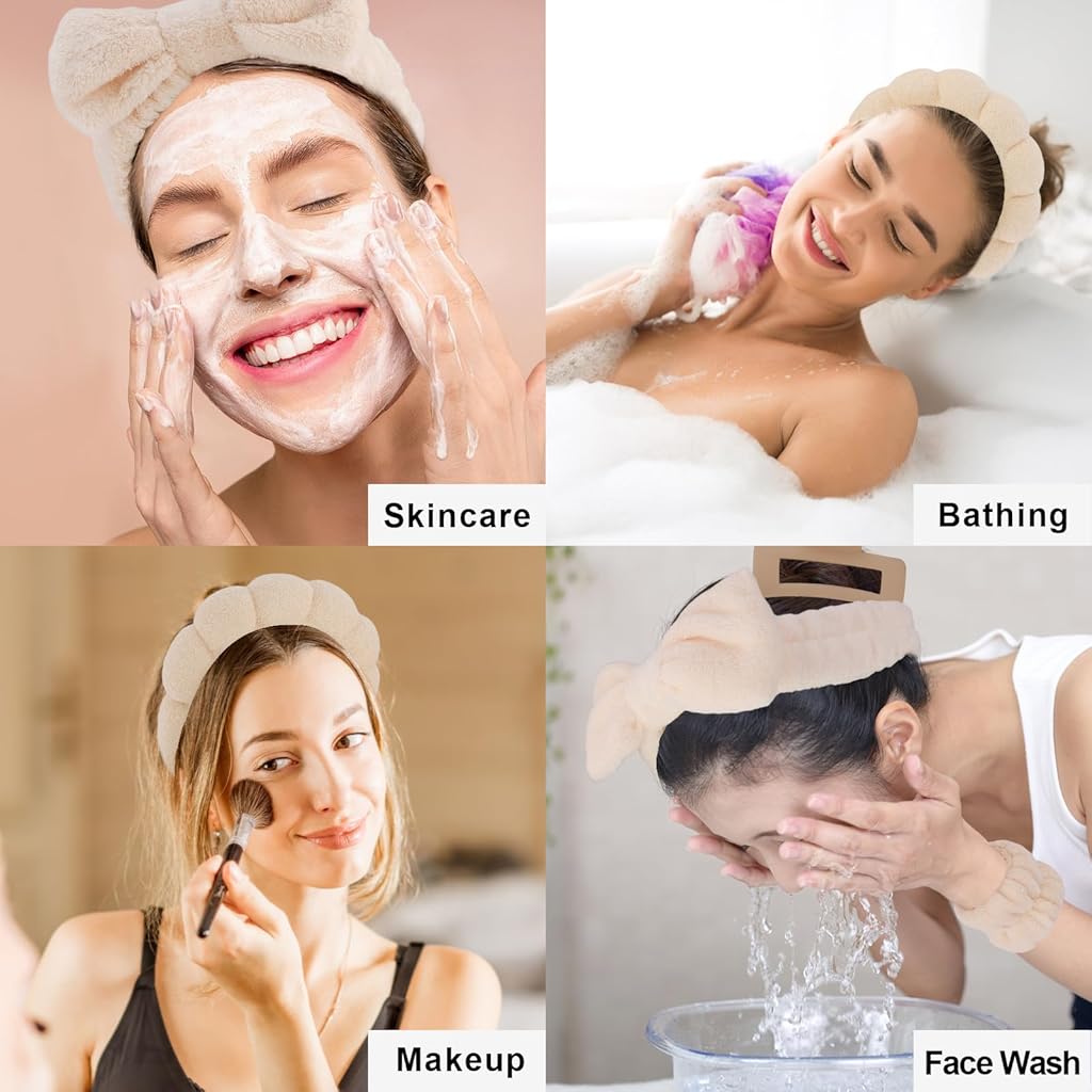 MAYCREATE® Face Wash Hair Bands for Women Spa Headband Wristband Set with Hair Clips Makeup Skincare Head Band Bands Washing Face Teen Girl Gifts 3 PCS MAYCREATE® Face Wash Hair Bands for Women Spa Headband Wristband Set with Hair Clips Makeup Skincare Head Band Bands Washing Face Teen Girl Gifts 3 PCS
